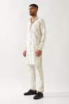 Shop_Son of A Noble Snob_Ivory Linen Slate Stamp Kurta _Online_at_Aza_Fashions