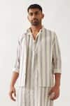 Son of A Noble Snob_Ivory Linen Classic Printed Bundi _at_Aza_Fashions
