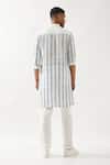 Shop_Son of A Noble Snob_White Linen Blake Catkin Printed Slim Fit Kurta _at_Aza_Fashions