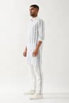 Buy_Son of A Noble Snob_White Linen Blake Catkin Printed Slim Fit Kurta _Online_at_Aza_Fashions