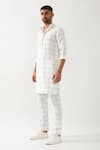 Shop_Son of A Noble Snob_White Linen Slim Fit Printed Kurta _Online_at_Aza_Fashions
