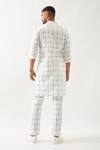 Shop_Son of A Noble Snob_White Linen Slim Fit Printed Kurta _at_Aza_Fashions