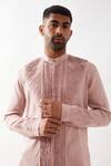 Buy_Son of A Noble Snob_Pink Linen Gill Kurta In Pleated _Online_at_Aza_Fashions