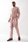 Buy_Son of A Noble Snob_Pink Linen Gill Kurta In Pleated _at_Aza_Fashions