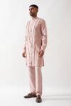 Buy_Son of A Noble Snob_Pink Linen Caterpillar Texture Kurta _Online_at_Aza_Fashions