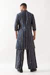 Shop_Son of A Noble Snob_Navy Linen Printed Slim Fit Kurta Set _at_Aza_Fashions
