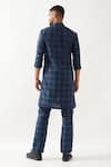 Shop_Son of A Noble Snob_Navy Linen Slim Fit Printed Kurta _at_Aza_Fashions