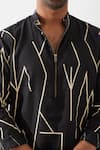 Buy_Son of A Noble Snob_Black Linen Printed Slim Fit Kurta 