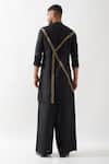 Shop_Son of A Noble Snob_Black Linen Caterpillar Texture Kurta _at_Aza_Fashions