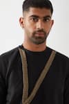 Buy_Son of A Noble Snob_Black Linen Caterpillar Texture Kurta 