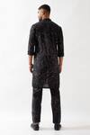 Shop_Son of A Noble Snob_Black Linen Slim Fit Printed Kurta _at_Aza_Fashions