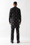 Shop_Son of A Noble Snob_Black Linen Slate Stamp Printed Kurta _at_Aza_Fashions