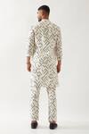 Shop_Son of A Noble Snob_Ivory Linen Applique Printed Slim Fit Kurta _at_Aza_Fashions