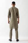 Shop_Son of A Noble Snob_Olive Green Linen Slim Fit Printed Kurta _at_Aza_Fashions