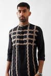 Buy_Son of A Noble Snob_Black Linen Caterpillar Texture Kurta 