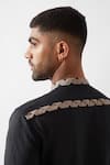 Shop_Son of A Noble Snob_Black Linen Caterpillar Texture Kurta 