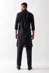 Shop_Son of A Noble Snob_Black Linen Stylized Kurta _at_Aza_Fashions