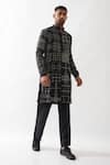 Shop_Son of A Noble Snob_Black Linen Embroidery Hand Kantha Kurta _Online_at_Aza_Fashions