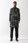 Buy_Son of A Noble Snob_Black Linen Embroidery Hand Kantha Kurta 