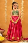 Buy_JILMIL DREAMWEAR_Green Embroidery And Pink Banarasi Brocade Lehenga Set _at_Aza_Fashions