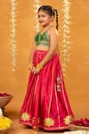 Buy_JILMIL DREAMWEAR_Green Embroidery And Pink Banarasi Brocade Lehenga Set 