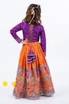 Shop_JILMIL DREAMWEAR_Purple Beads, Sequins, Embroidery And Orange Bangalori Silk Lehenga Set _at_Aza_Fashions