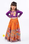 Buy_JILMIL DREAMWEAR_Purple Beads, Sequins, Embroidery And Orange Bangalori Silk Lehenga Set _at_Aza_Fashions