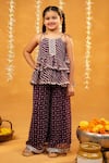 Buy_JILMIL DREAMWEAR_Purple Georgette Embroidery Striped Kurta Set _at_Aza_Fashions