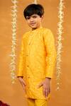 JILMIL DREAMWEAR_Yellow Embroidery Bangalori Silk Kurta Set _Online_at_Aza_Fashions
