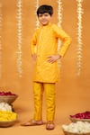 Buy_JILMIL DREAMWEAR_Yellow Embroidery Bangalori Silk Kurta Set _Online_at_Aza_Fashions