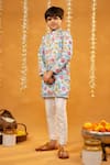 Shop_JILMIL DREAMWEAR_Sky Blue Embroidery Floral Print Kurta Set _at_Aza_Fashions