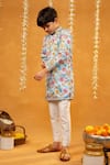 Shop_JILMIL DREAMWEAR_Sky Blue Embroidery Floral Print Kurta Set _Online_at_Aza_Fashions