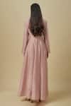 Shop_Payal Singhal_Pink Net, Muslin Mirrors, Embroidery Split V-neck Onion Anarkali Set _at_Aza_Fashions