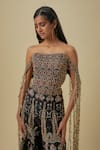 Buy_Payal Singhal_Black Georgette, Organza Embroidery, Sequins Bandeau Neck Corset Sharara Set _Online_at_Aza_Fashions