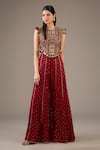 Buy_Payal Singhal_Maroon Georgette Tassels, Embroidery Round Neck Designer Kurta Set _at_Aza_Fashions