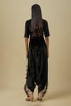 Shop_Payal Singhal_Black Velvet Tassels Split V-neck Embroidered Jumpsuit _at_Aza_Fashions