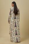 Shop_Payal Singhal_Cream Crepe Tassels Split V-neck Embroidered Forest Whisper Kaftan _at_Aza_Fashions