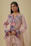 Buy_Payal Singhal_Pink Mirrors Split V-neck Embroidered Onion Kurta Set _Online_at_Aza_Fashions