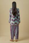 Shop_Payal Singhal_Mint Velvet, Organza Sequins, Embroidery V-neck Green And Purple Kurta Set _at_Aza_Fashions