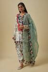 Buy_Payal Singhal_Cream Velvet Sequins, Embroidery Split V-neck Designer Kurta Set With Dupatta _at_Aza_Fashions
