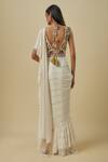 Shop_Payal Singhal_Off White Georgette Embroidery, Beads, Mukaish Pre-draped Saree With Blouse _at_Aza_Fashions