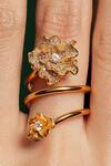 Shop_Opalina Soulful Jewellery_Gold Plated Imitation Diamonds Floral Design Ring _at_Aza_Fashions