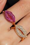 Buy_Opalina Soulful Jewellery_Gold Plated Imitation Diamonds Lipella Designer Ring _at_Aza_Fashions