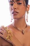 Buy_Opalina Soulful Jewellery_Gold Plated Diamonds Blossom Hand Harness In 22k Rose _at_Aza_Fashions