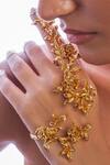 Shop_Opalina Soulful Jewellery_Gold Plated Diamonds Blossom Hand Harness In 22k Rose _at_Aza_Fashions