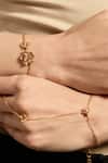 Shop_Opalina Soulful Jewellery_Gold Plated Diamonds, Stones Amorette Hand Harness _at_Aza_Fashions