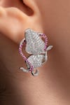Shop_Opalina Soulful Jewellery_Silver Plated Diamonds, Stones Princess Butterfly Stud Earrings _at_Aza_Fashions