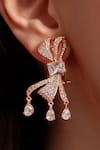 Buy_Opalina Soulful Jewellery_Rose Gold Diamonds Bow Earrings _at_Aza_Fashions
