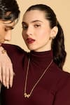Shop_Opalina Soulful Jewellery_Gold Plated Lifelong Bow Pendant Necklace _at_Aza_Fashions