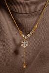 Shop_Opalina Soulful Jewellery_Gold Plated Petalia Pendant Necklace _at_Aza_Fashions